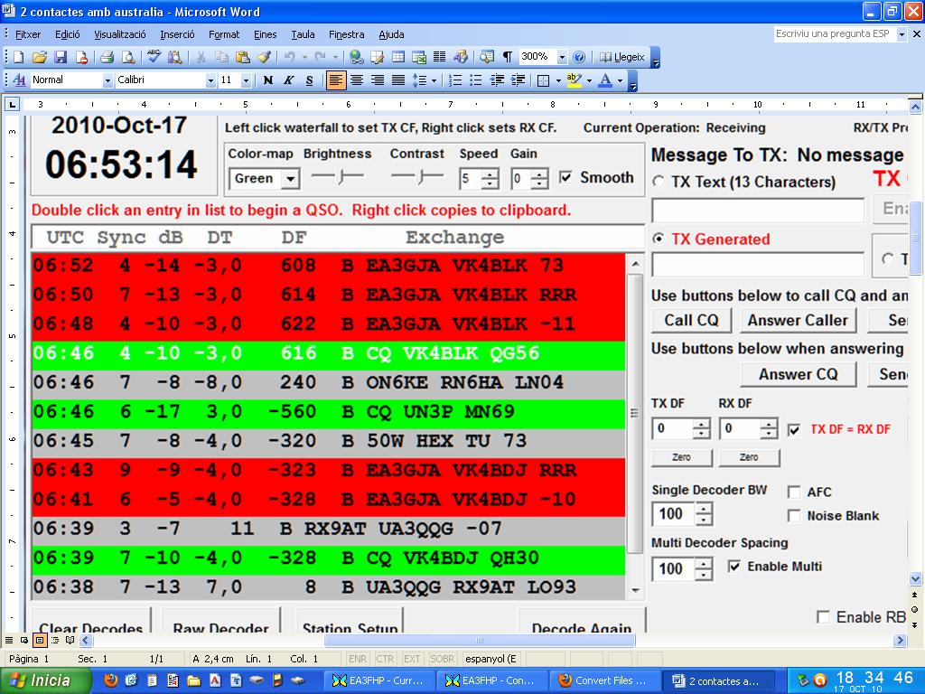 EA3GJA (Dos QSO amb Austràlia)