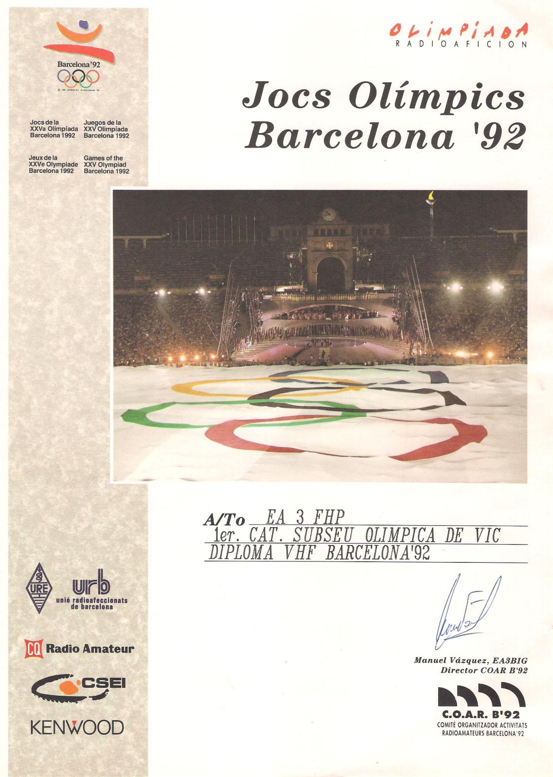 EA3FHP (Campió subseu Olímpica Vic)