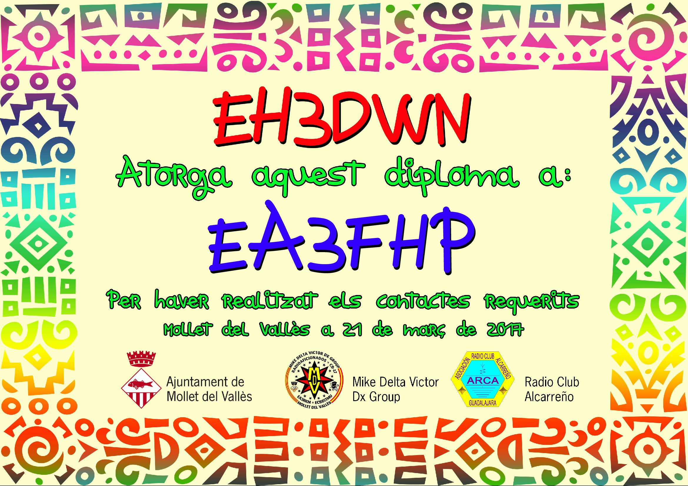 Diploma EH3DWN (Dia Mundial de la Síndrome de Down 2017)